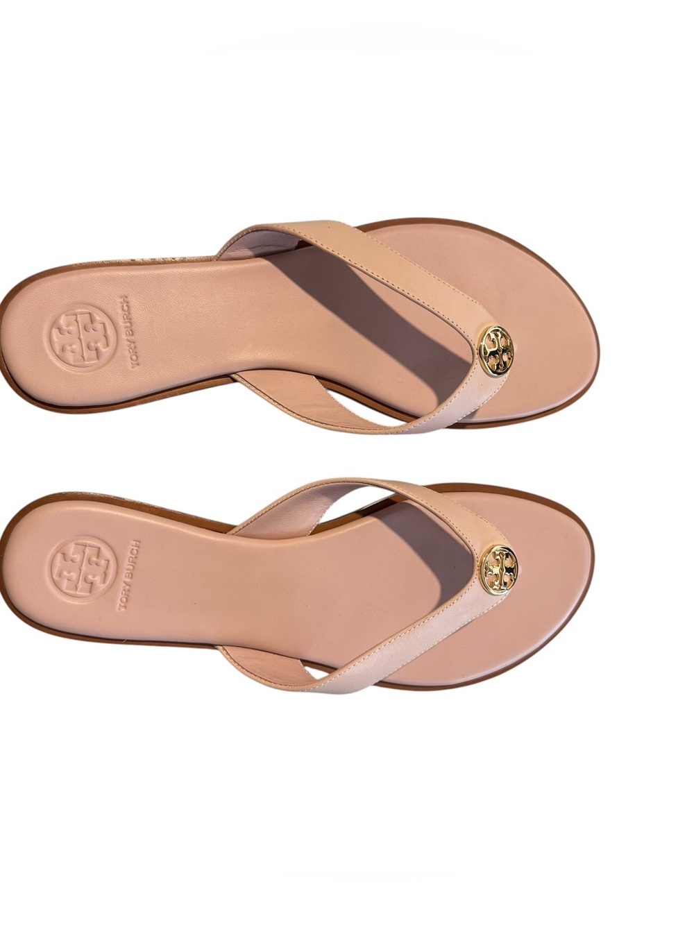 NWT Tory Burch Women's Benton Thong Sandal 8.5 seashell pink gold - Picture 4 of 7